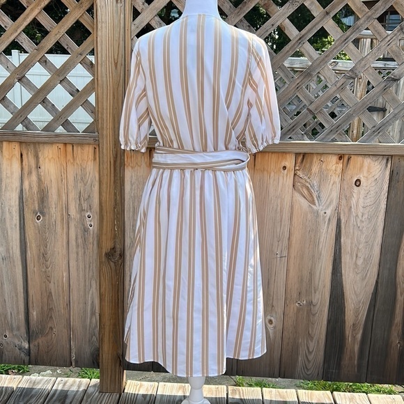 NWT Ann Taylor Gold Striped Wrap Dress Size Small Petite - Picture 6 of 10